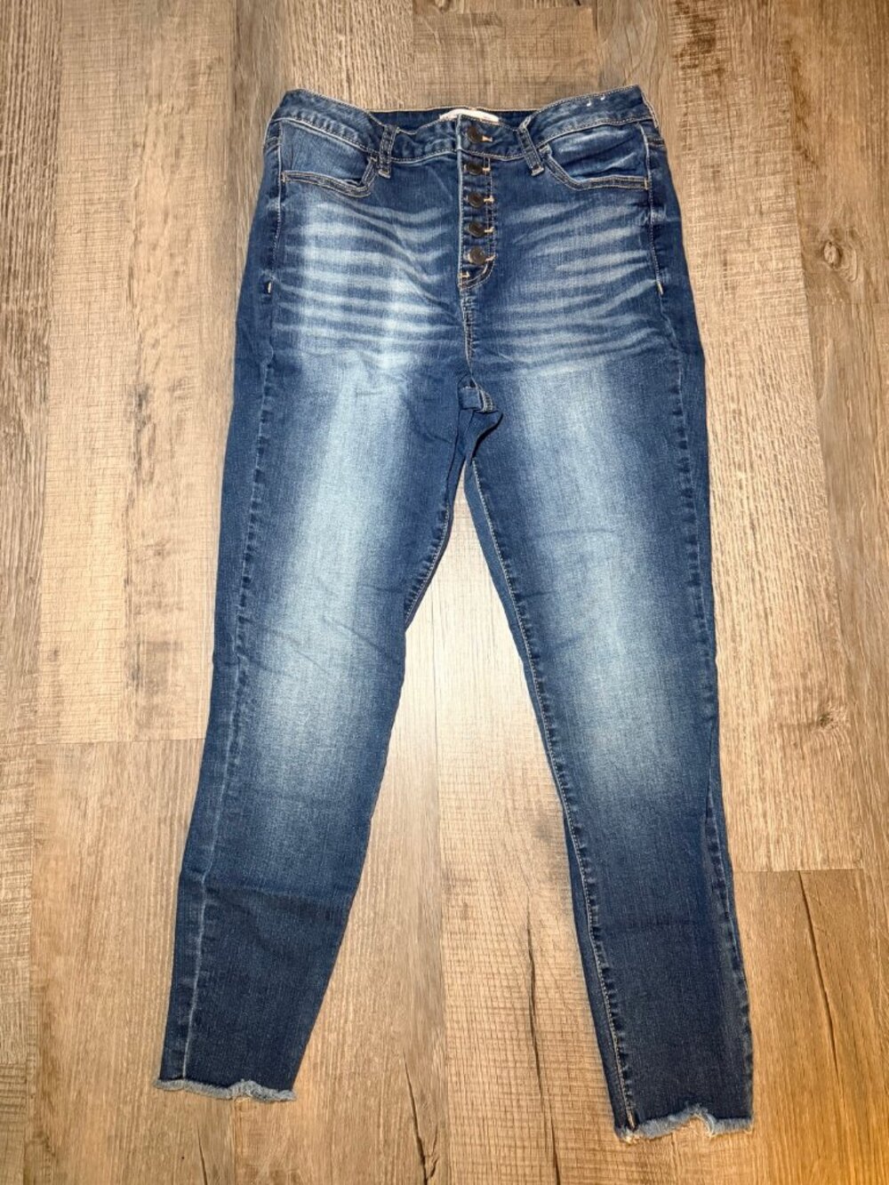 SO High Rise Ultimate Ankle Jegging Button Fly Raw Hem 13